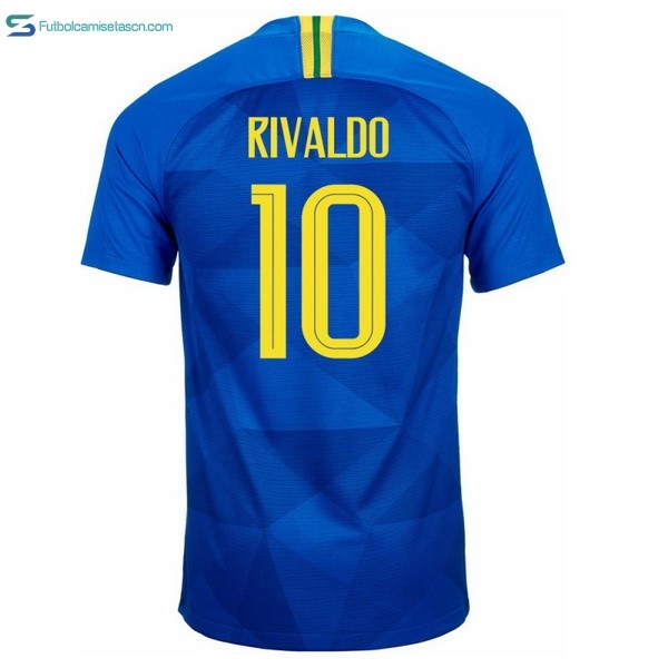 Camiseta Brasil 2ª Rivaldo 2018 Azul